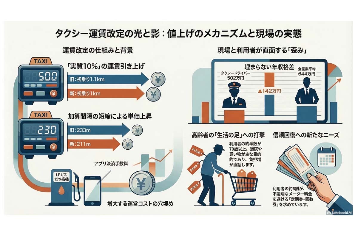 タクシー運賃改定の解説。