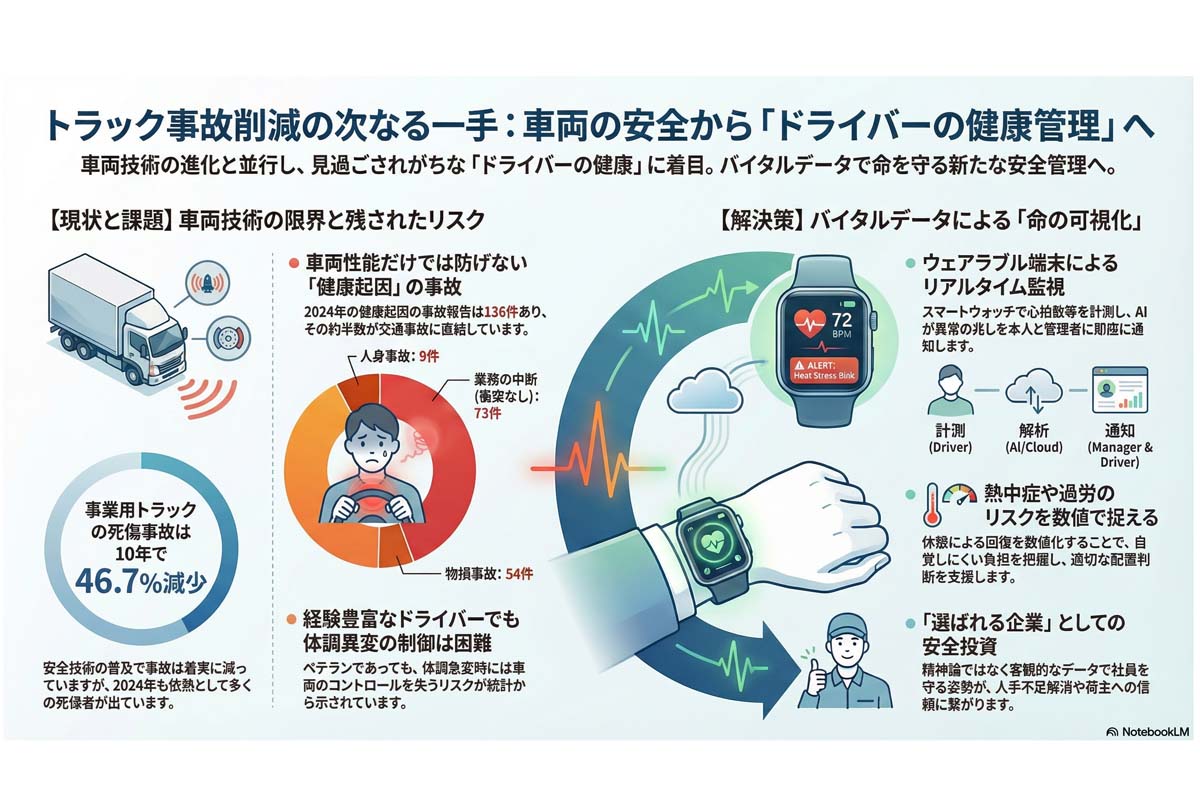トラック事故削減と健康管理。