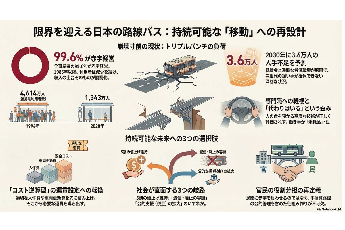 日本の路線バスの現状と再設計。