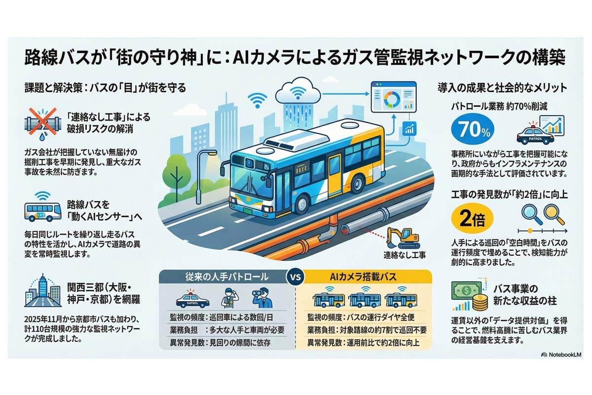 路線バスによるガス管監視ネットワーク。