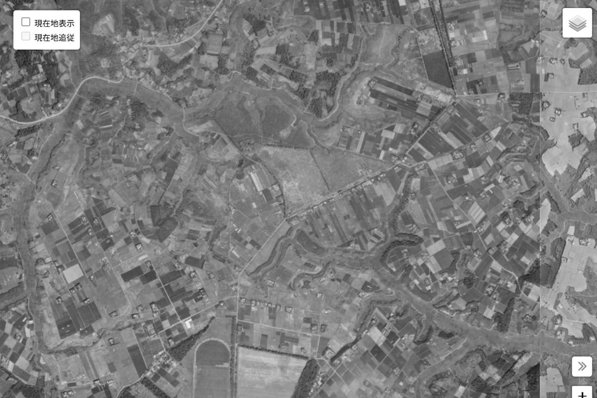 1963年頃の「成田空港」周辺の航空写真（画像：国土地理院）