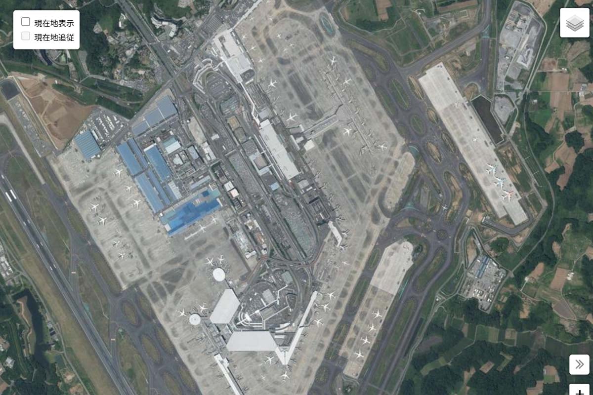 現在の「成田空港」周辺の航空写真（画像：国土地理院）