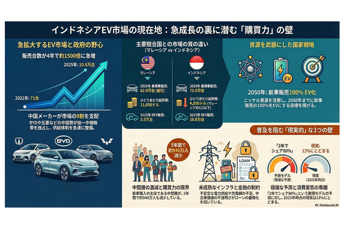インドネシアEV市場の課題。