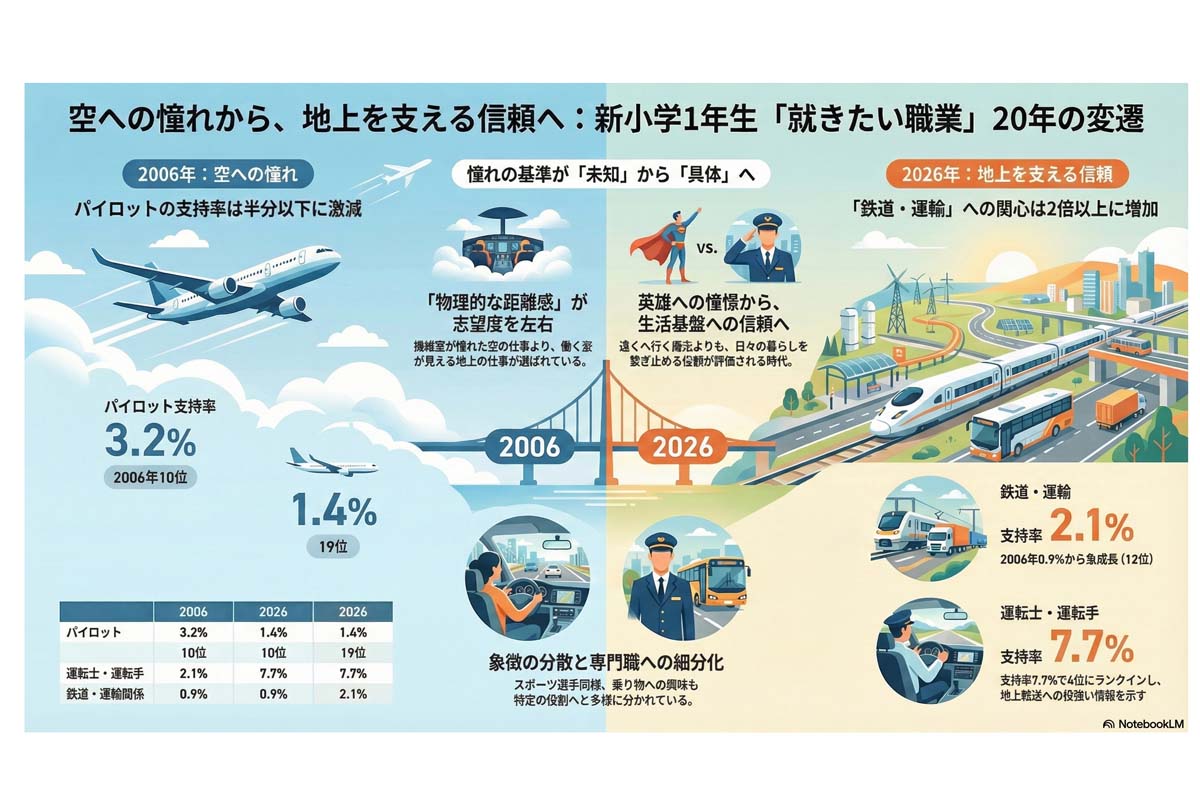 小学生の就きたい職業20年変遷。