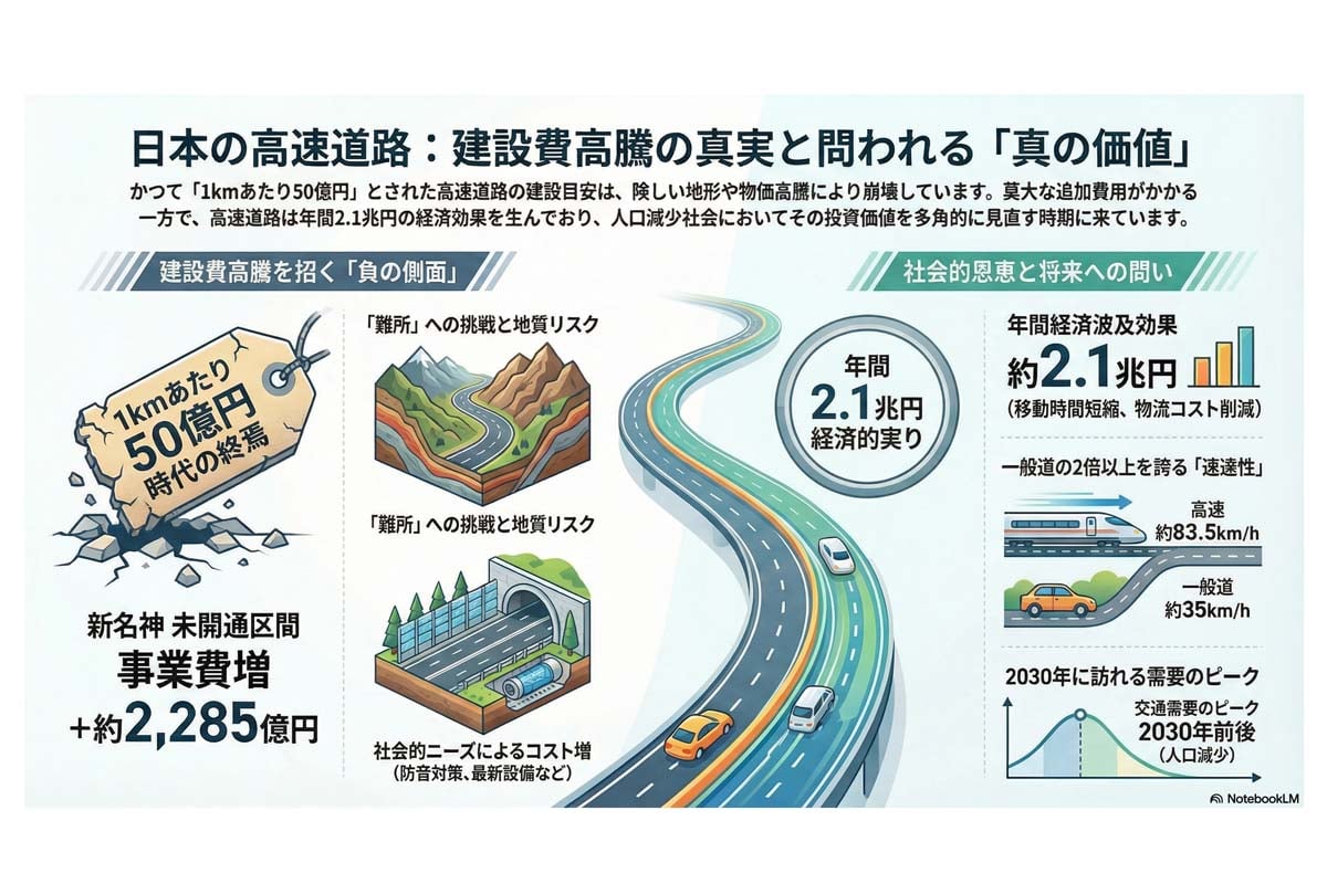 日本の高速道路:建設費と真の価値。