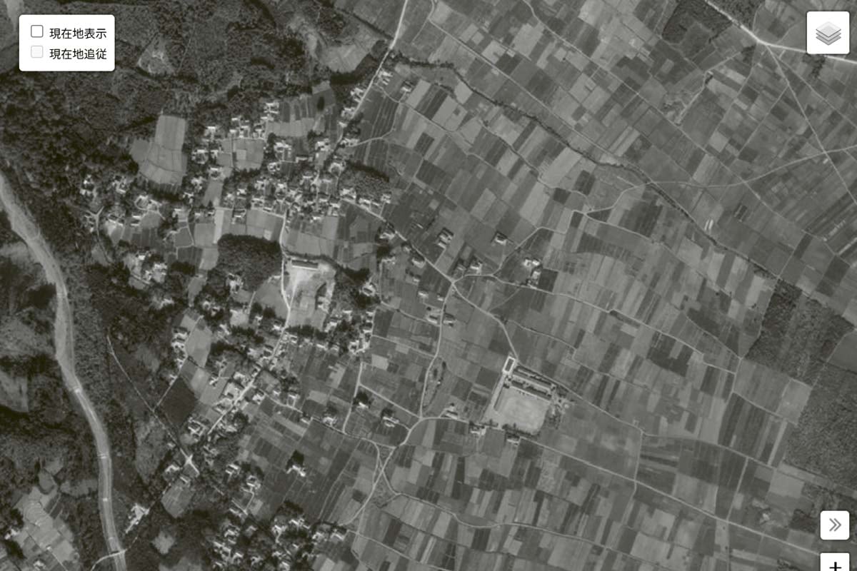 1963年頃の「鈴鹿PA」周辺の航空写真（画像：国土地理院）