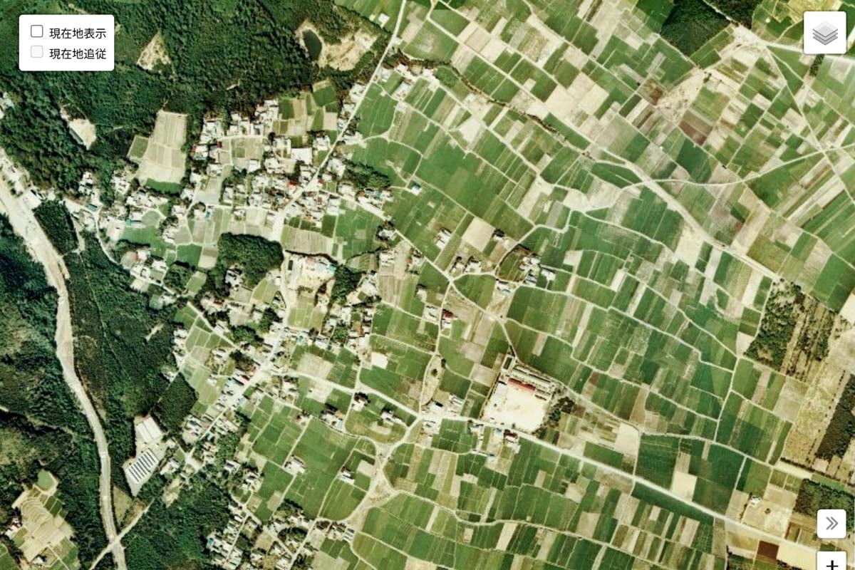 1975年頃の「鈴鹿PA」周辺の航空写真（画像：国土地理院）