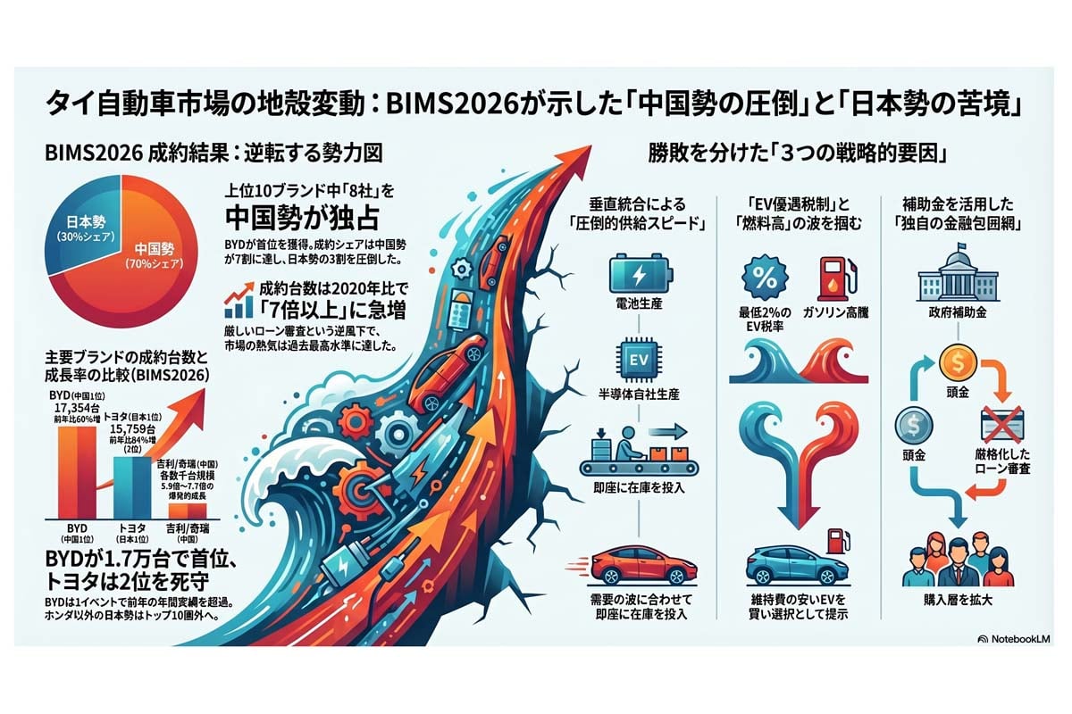 タイ自動車市場の勢力図の変化。