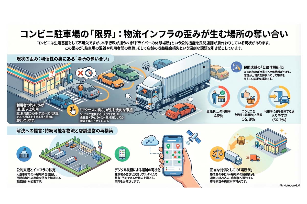 コンビニ駐車場の限界と解決策。