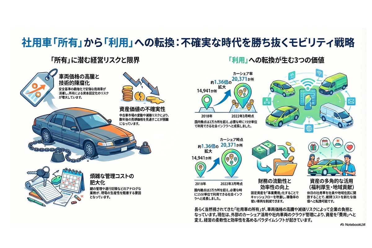 社用車 所有から利用への転換。