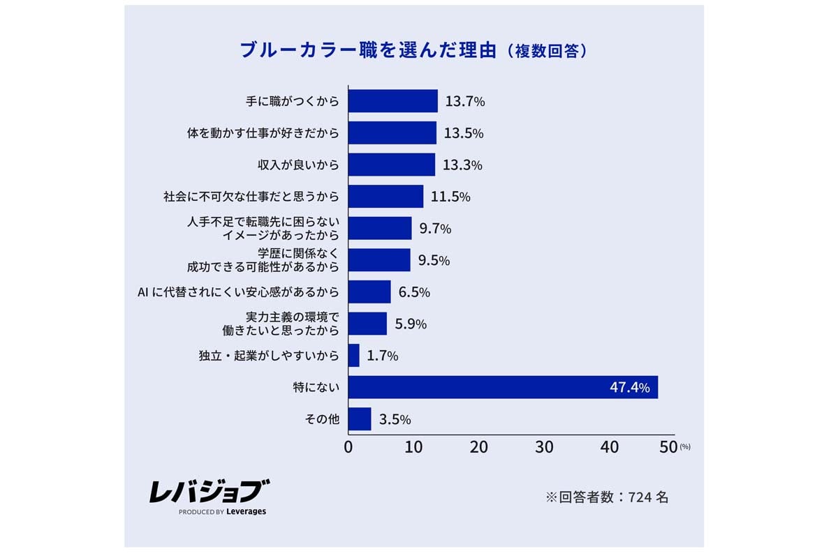 ブルーカラー職のキャリア実態調査（画像：レバレジーズ）
