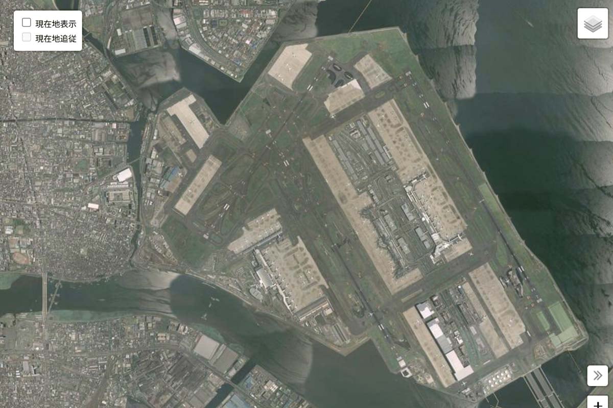 現在の「羽田空港」周辺の航空写真（画像：国土地理院）