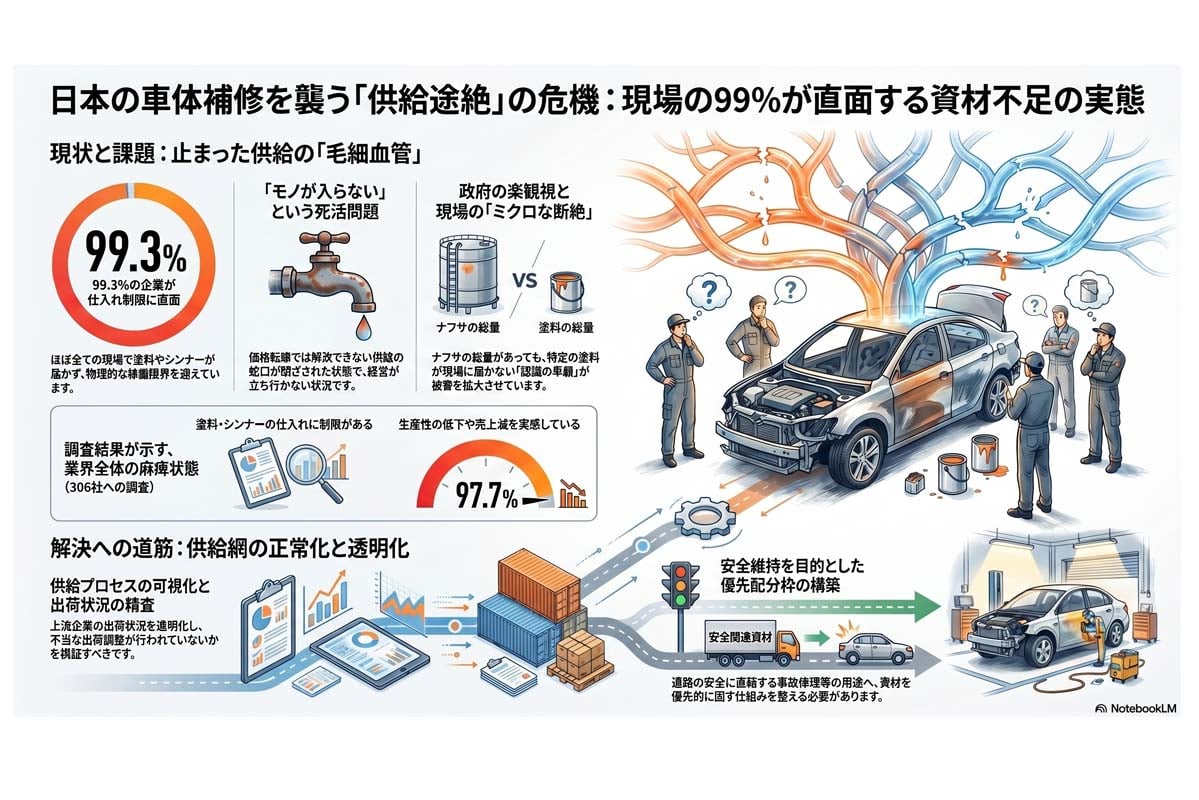 日本の車体補修供給途絶危機。