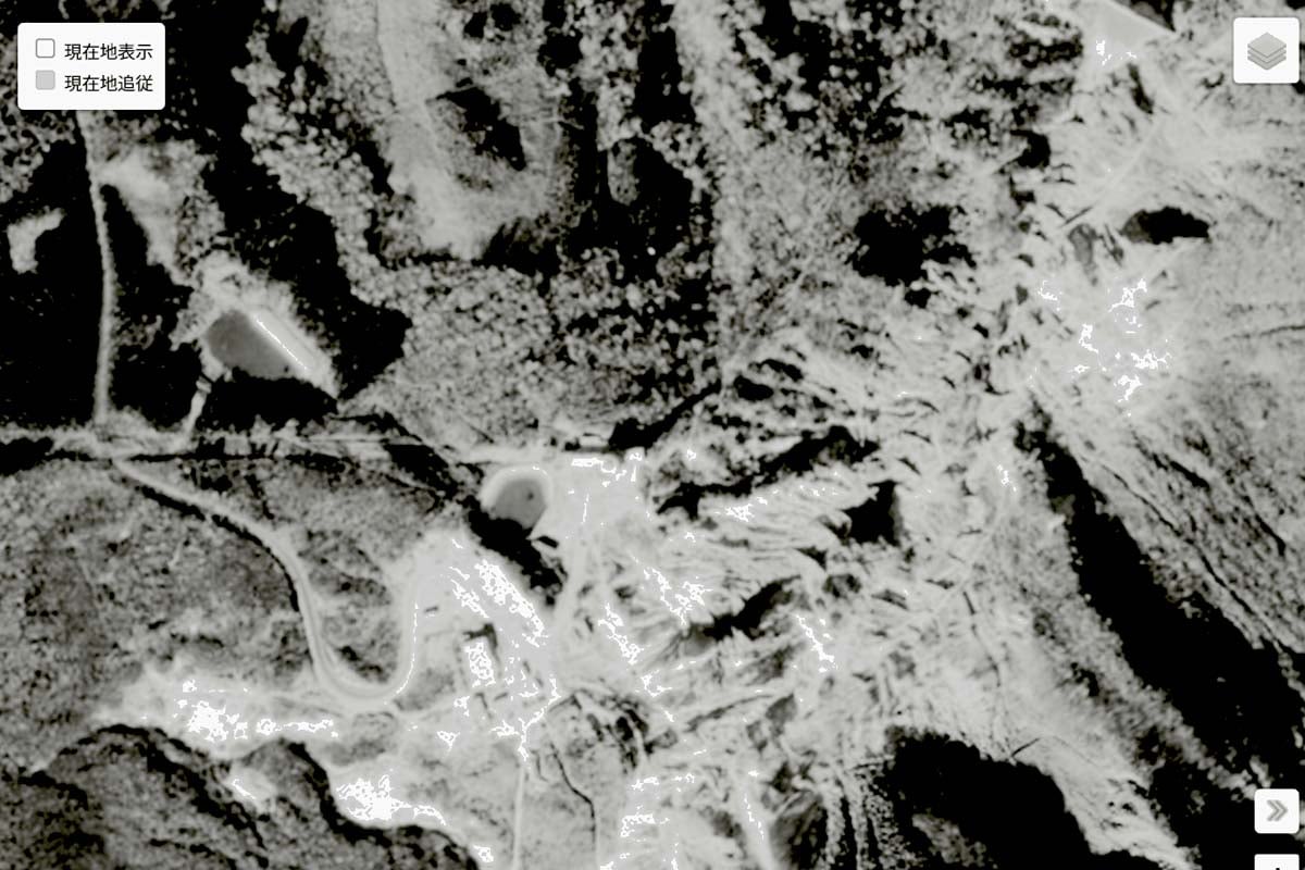 1963年頃の「大涌谷駅」周辺の航空写真（画像：国土地理院）