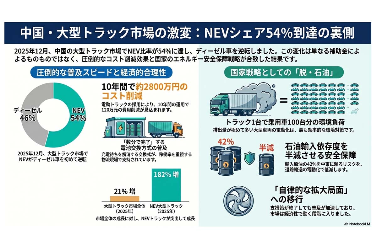 中国大型トラック市場のNEV転換。