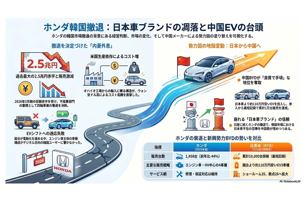 日本車ブランド衰退と中国EV台頭（画像：Merkmal編集部）