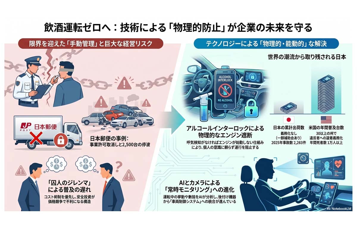 技術で実現する飲酒運転ゼロ（画像：Merkmal編集部）