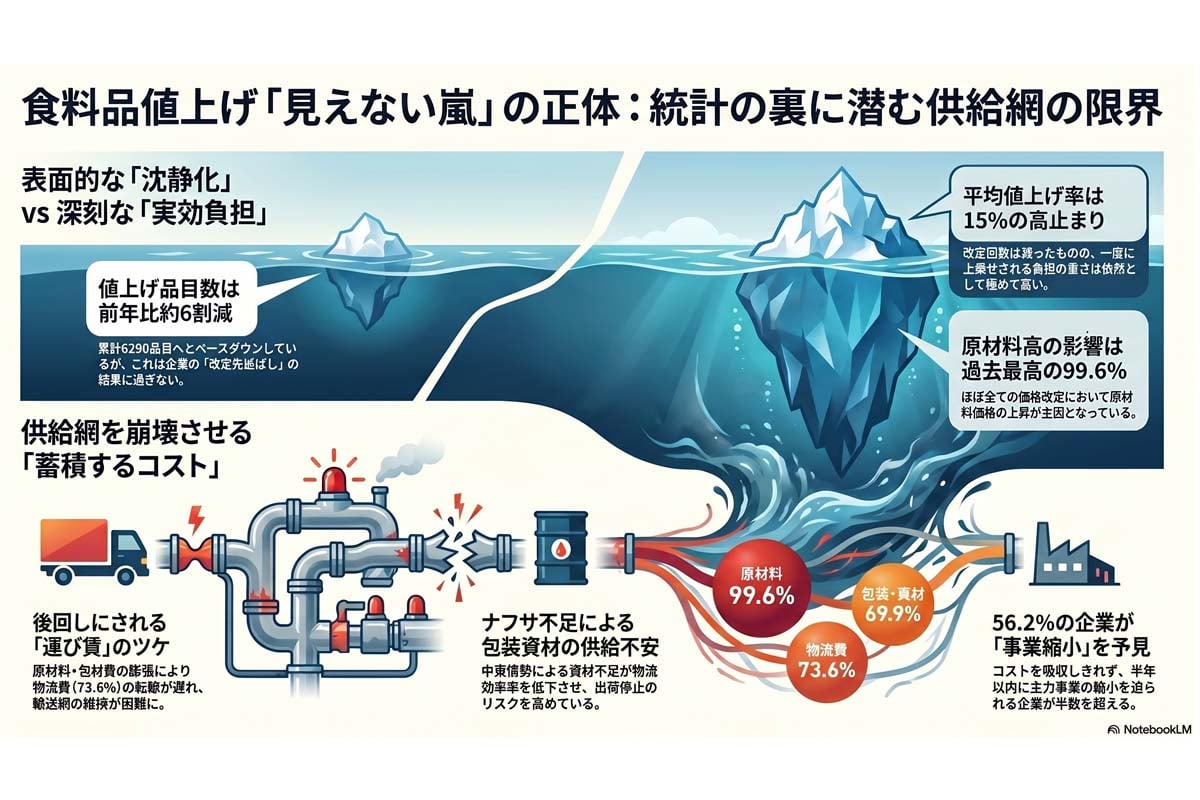 食料品値上げと供給網の限界（画像：Merkmal編集部）