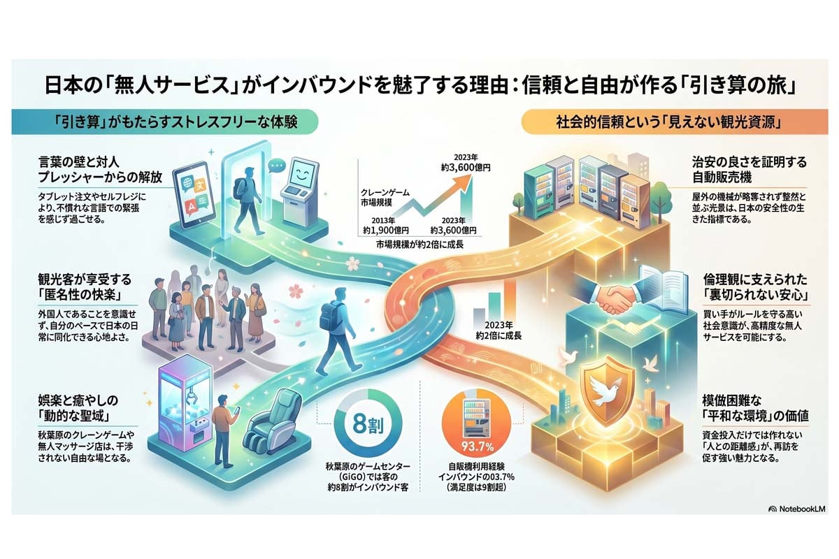 日本の無人サービスと観光需要（画像：Merkmal編集部）