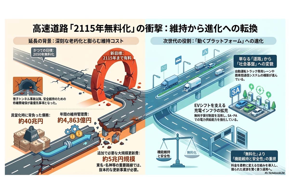 高速道路の無料化延期と進化（画像：Merkmal編集部）
