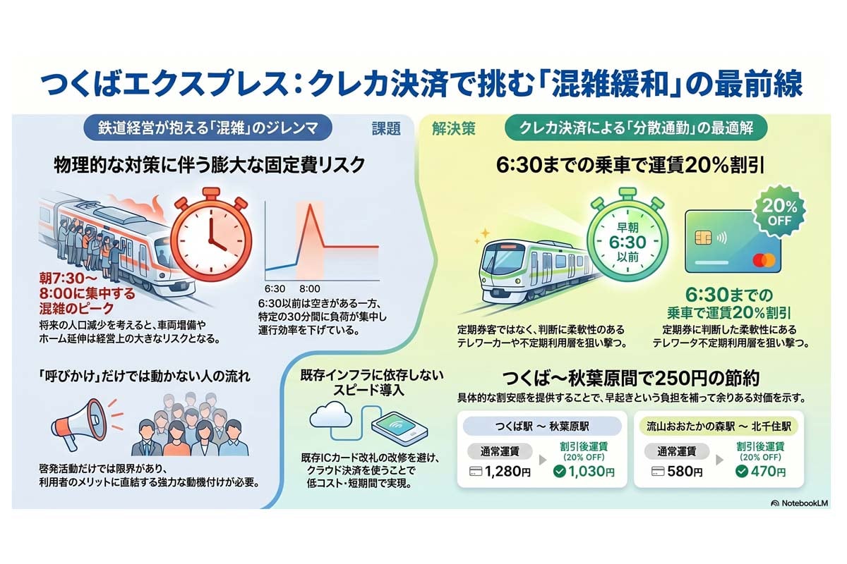 クレカ決済による鉄道混雑緩和策（画像：Merkmal編集部）