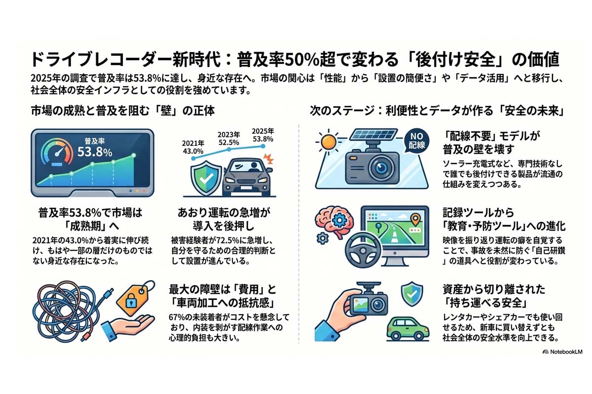 ドライブレコーダーの普及と変化（画像：Merkmal編集部）