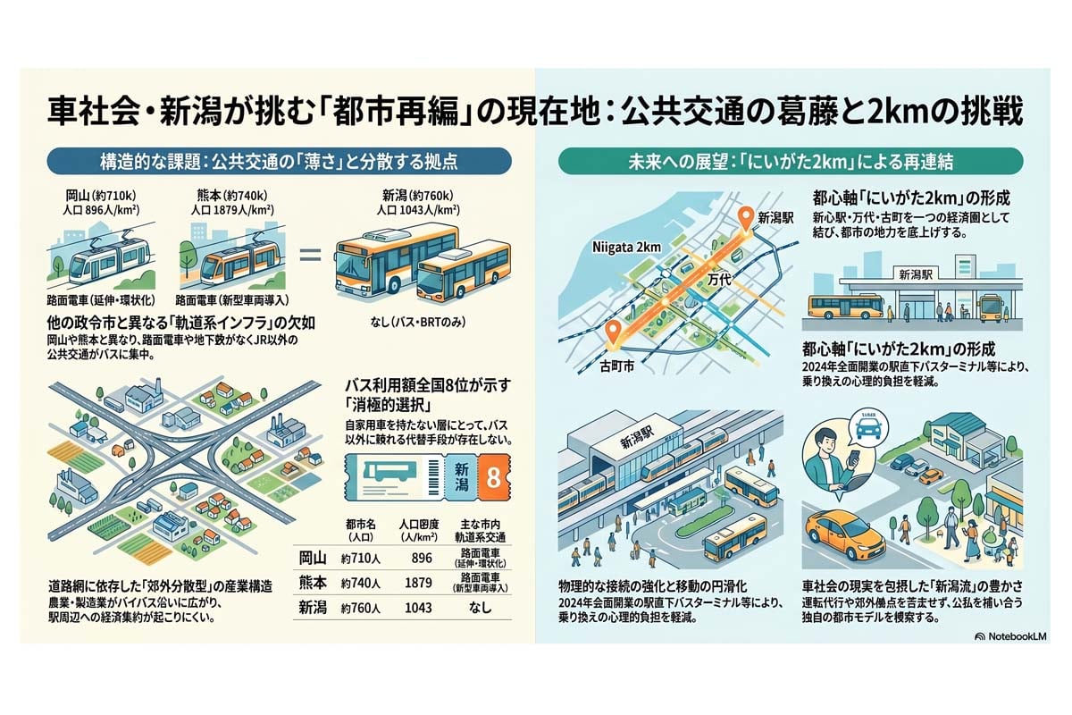 新潟の都市再編と交通課題（画像：Merkmal編集部）