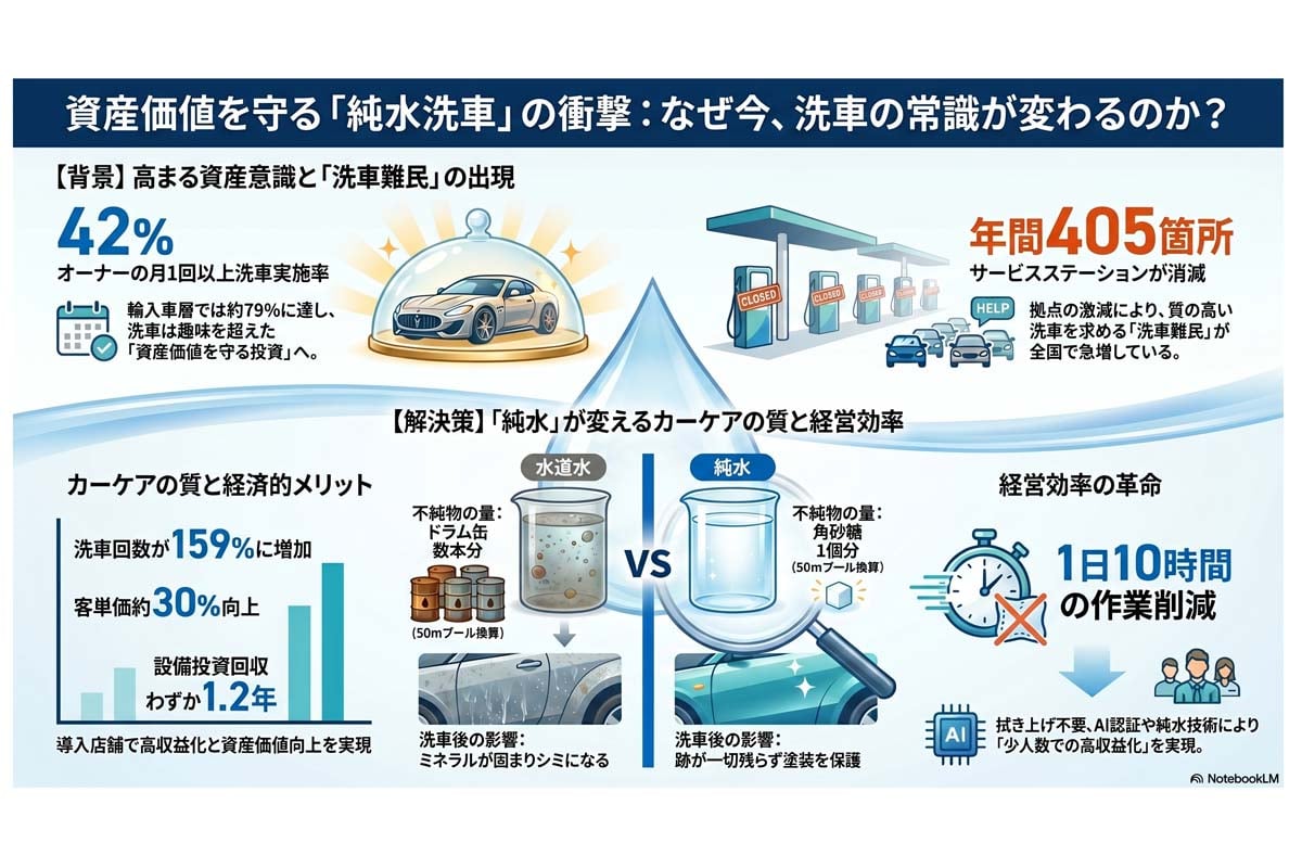「純水洗車」がもたらす洗車革命（画像：Merkma編集部）