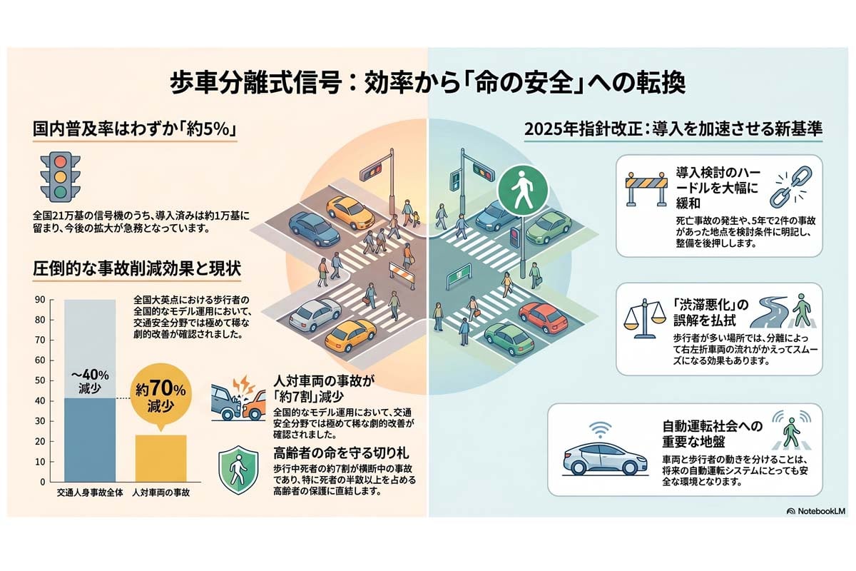 命を守る歩車分離式信号（画像：Merkmal編集部）
