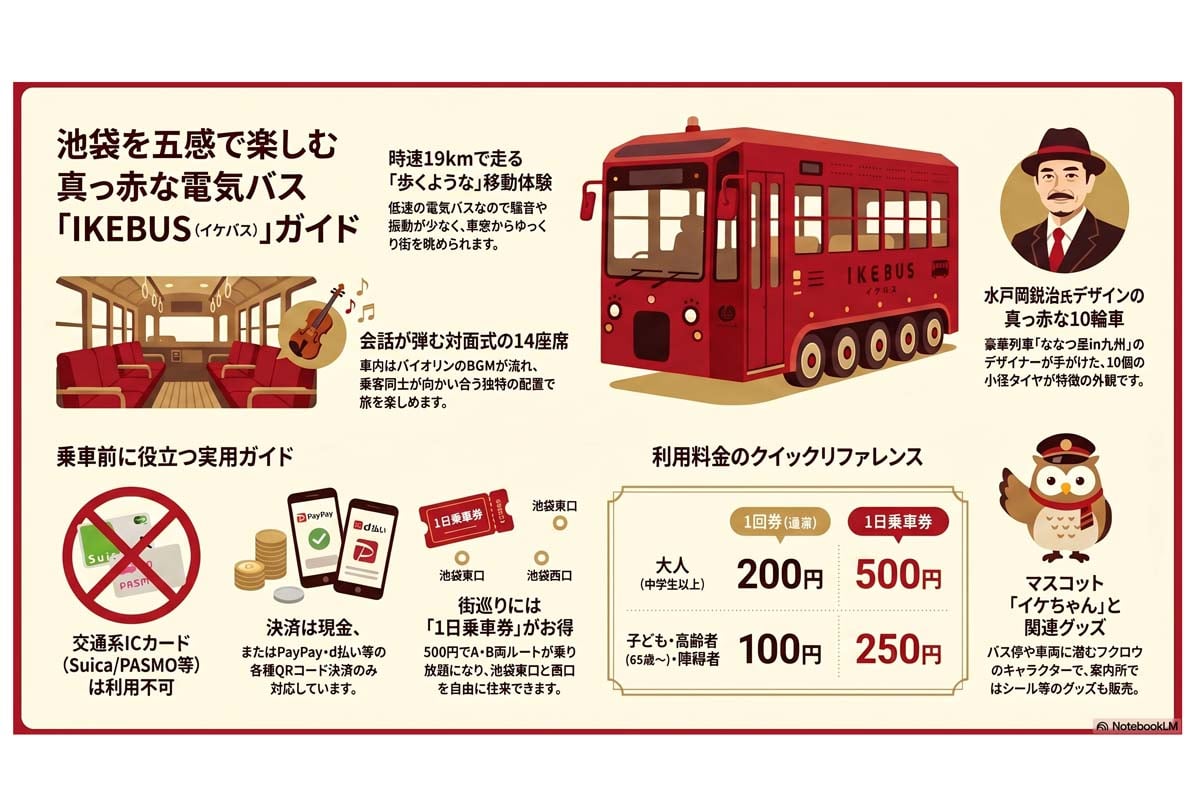 池袋の電気バス IKEBUSガイド（画像：Merkmal編集部）