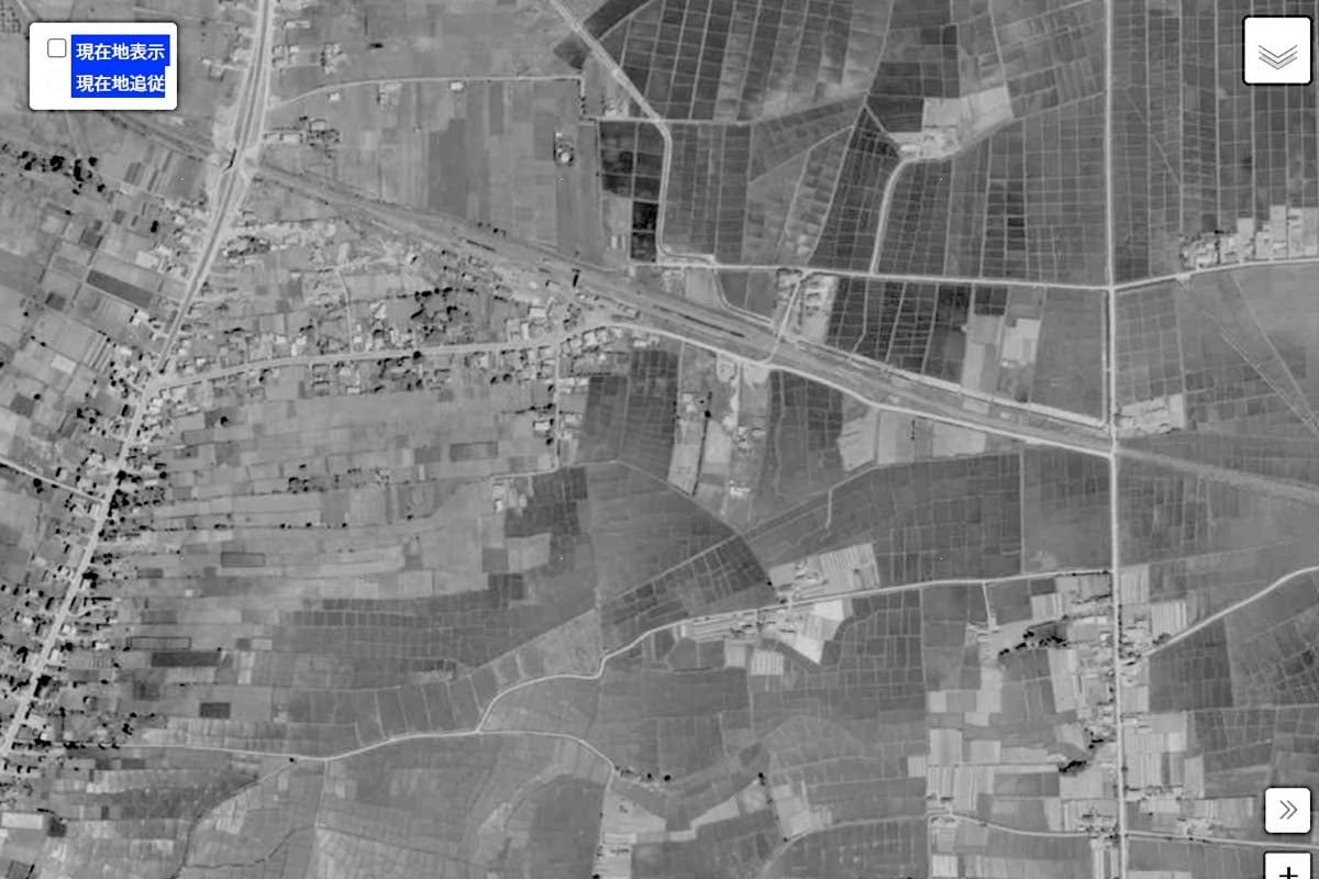 1963年頃の「新函館北斗駅」周辺の航空写真（画像：国土地理院）