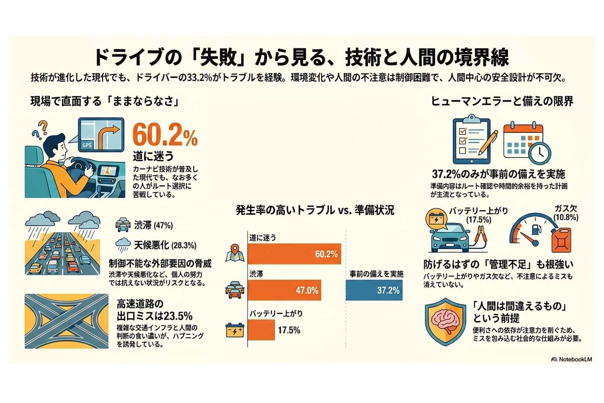 ドライブの失敗と人間の境界線（画像：Merkmal編集部）