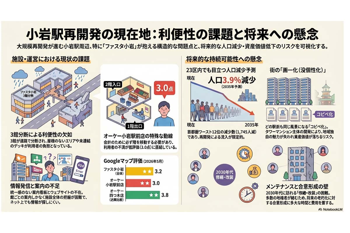 小岩駅再開発の現状（画像：Merkmal編集部）