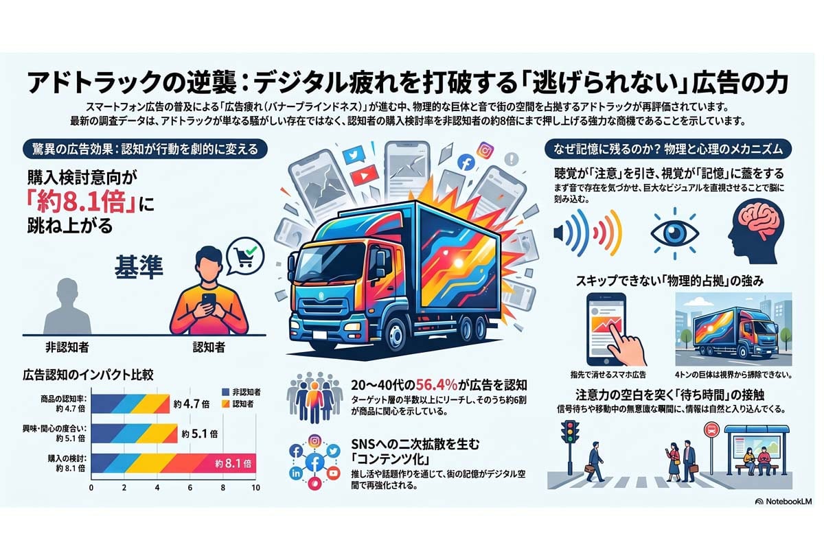 アドトラックの広告効果の解説（画像：Merkmal編集部）