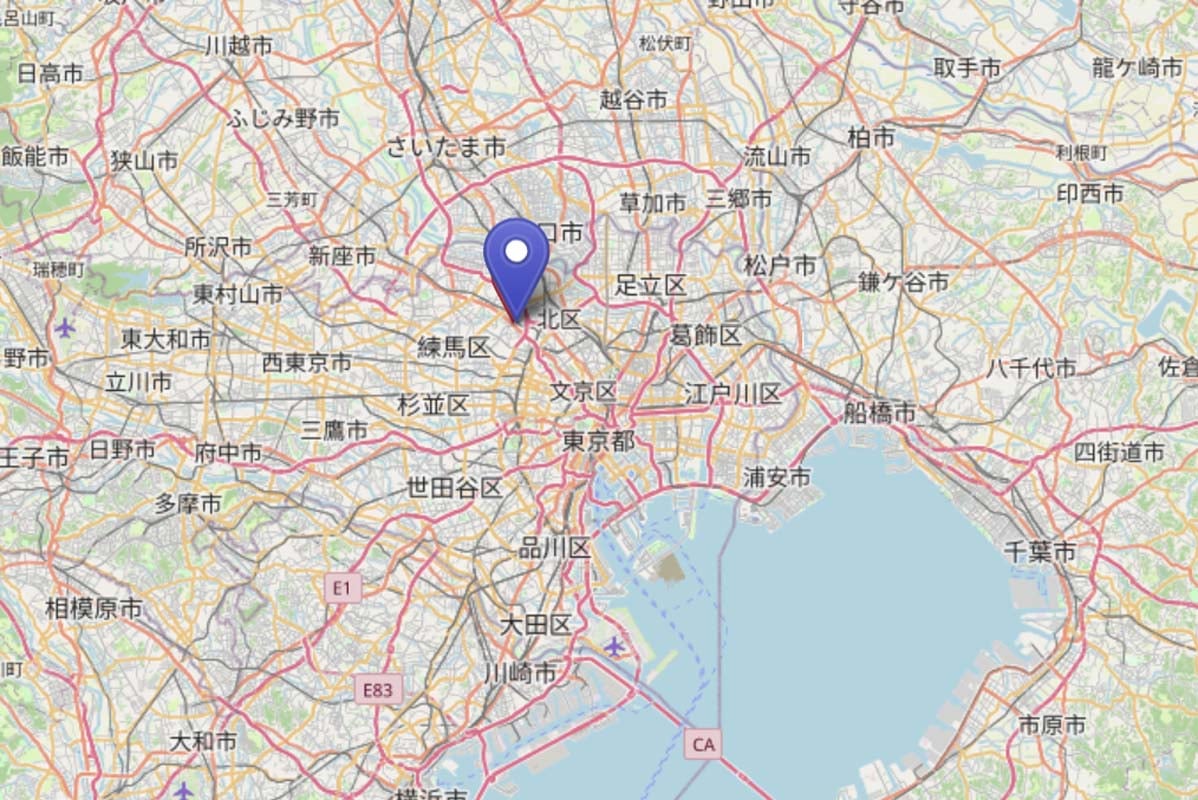 ハッピーロード大山商店街の位置（画像：OpenStreetMap）