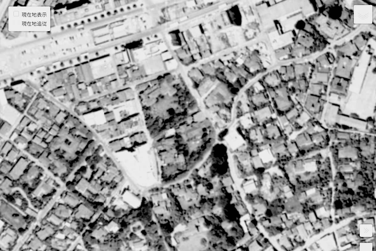 1963年頃の「東急本社」周辺の航空写真（画像：国土地理院）