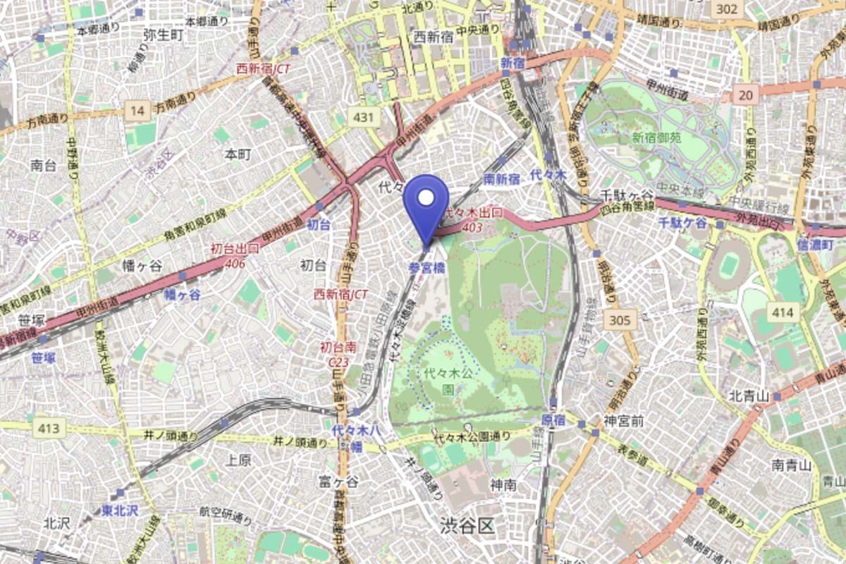 参宮橋の位置(画像:OpenStreetMap)