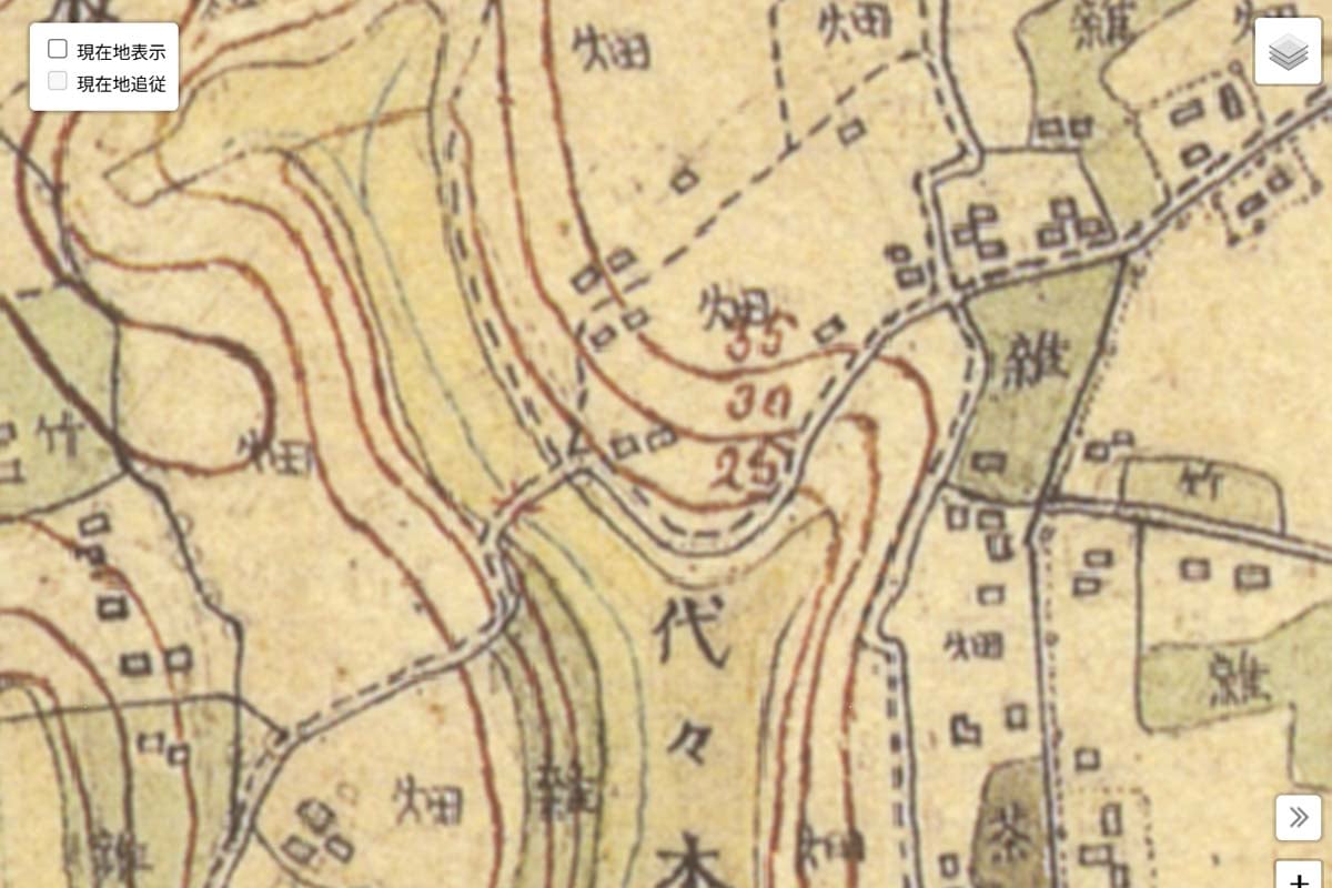 明治初期の「参宮橋駅」周辺の迅速測図（画像：国土地理院）