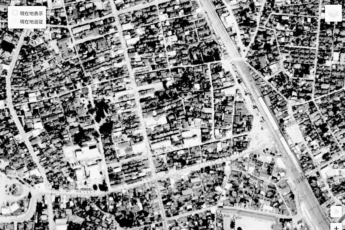 1963年頃の「浦和駅」周辺の航空写真（画像：国土地理院）