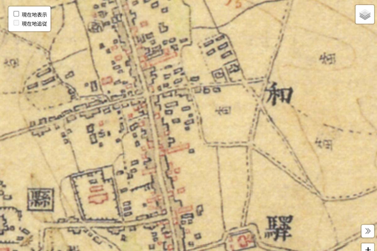 明治初期の「浦和駅」周辺の迅速測図（画像：国土地理院）