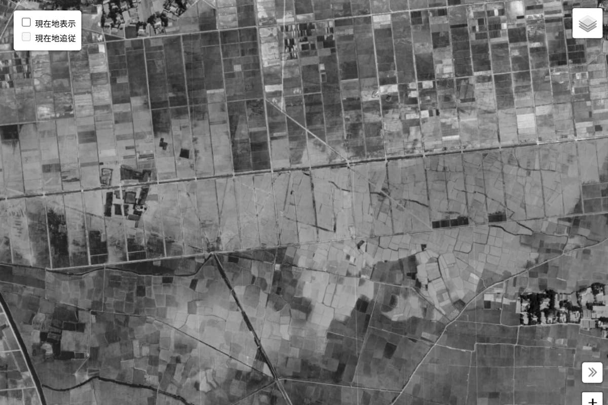 1963年頃の「イオンレイクタウン」周辺の航空写真（画像：国土地理院）