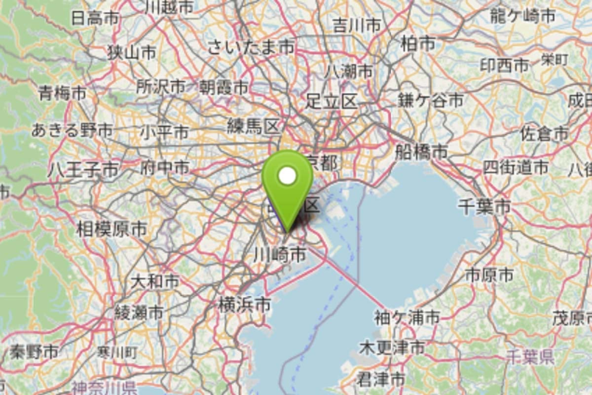 蒲田駅の位置（画像：OpenstreetMap）