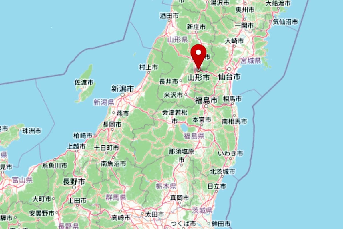 山形市の位置（画像：OpenStreetMap）