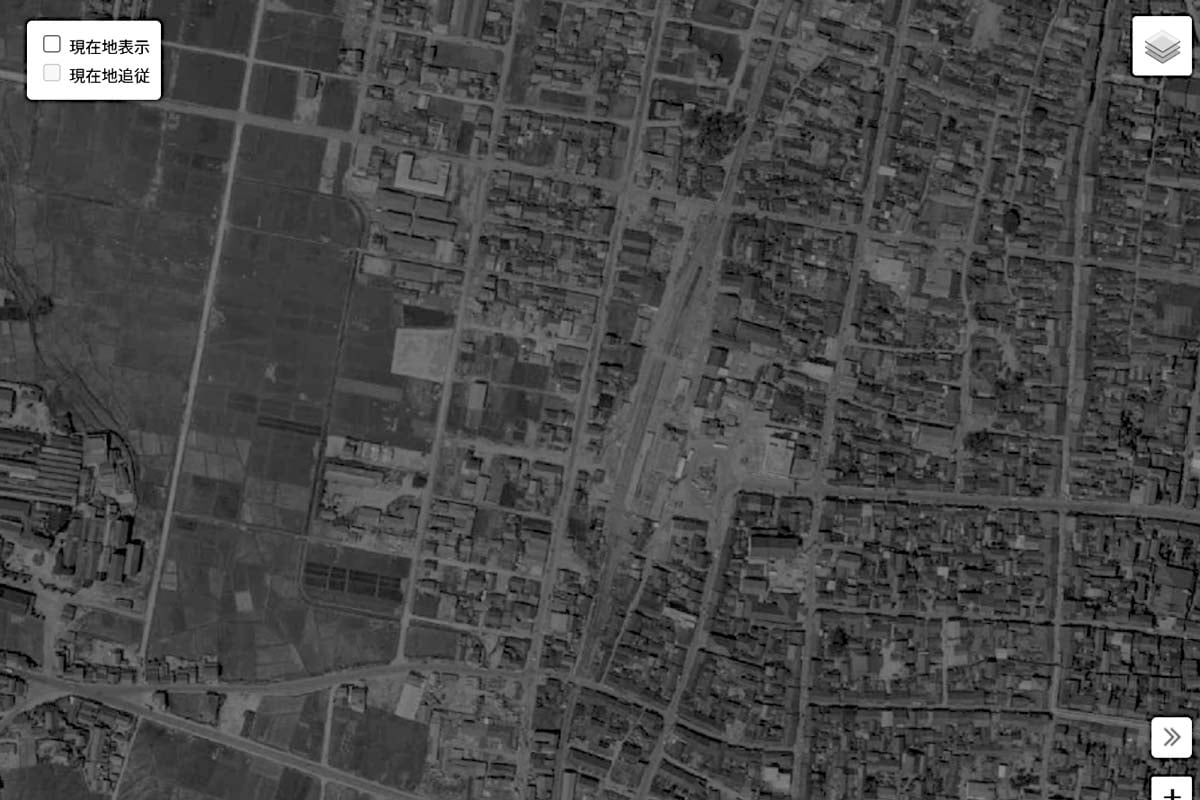 1963年頃の「豊田市駅」周辺の航空写真（画像：国土地理院）