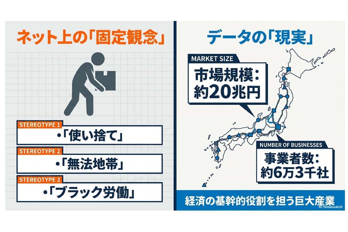 「トラックドライバー ＝ 底辺職」――その言葉、本当に言えますか？（画像：Merkmal編集部）