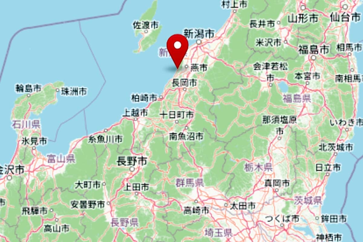 新潟県の位置（画像：OpenStreetMap）